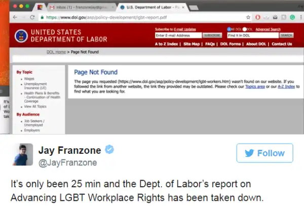 LGBT Rights Page Removed From Whitehouse Website Shortly After Donald Trump Assumes Office